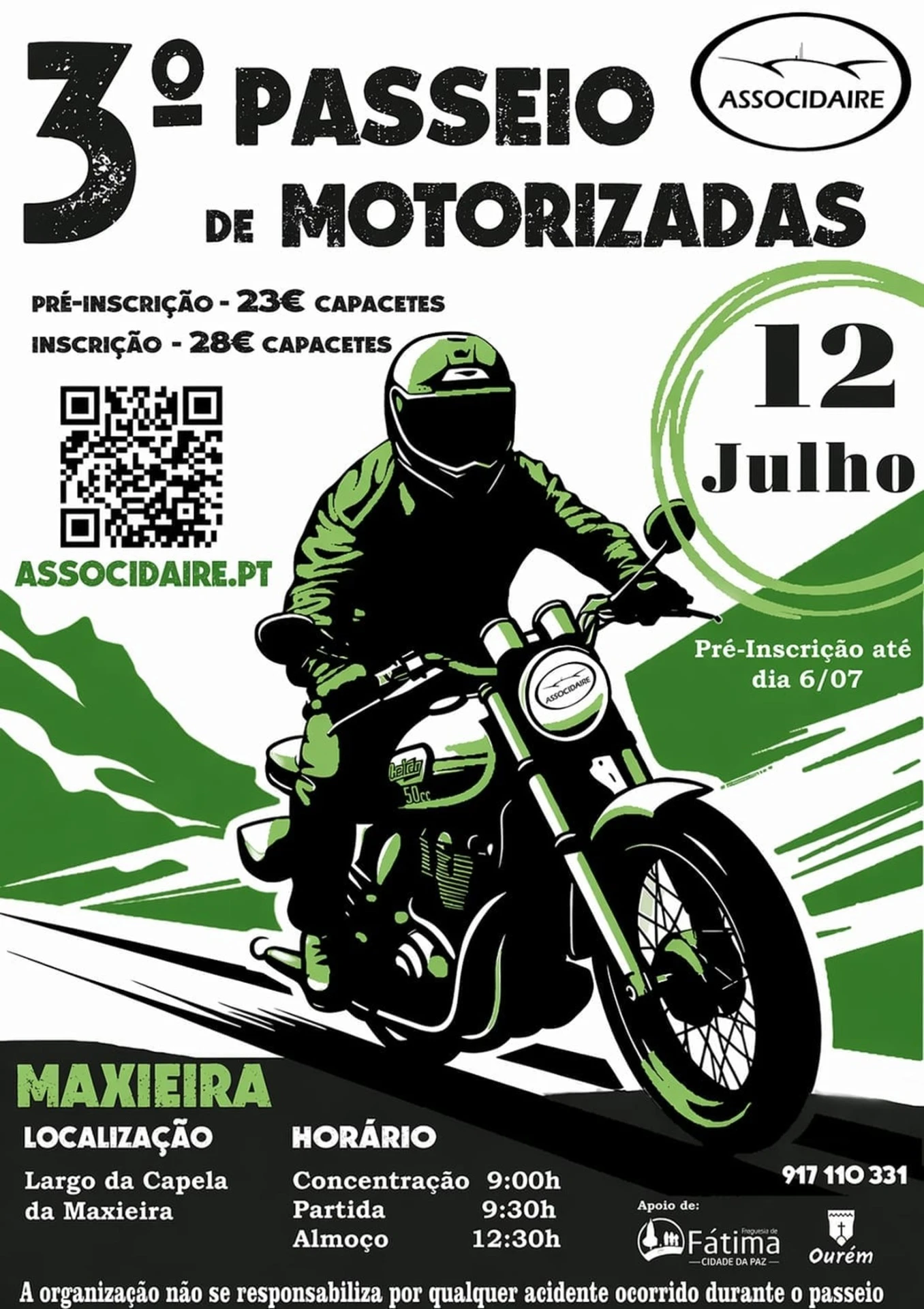 Cartaz completo do 3.º Passeio de Motorizadas da Associdaire